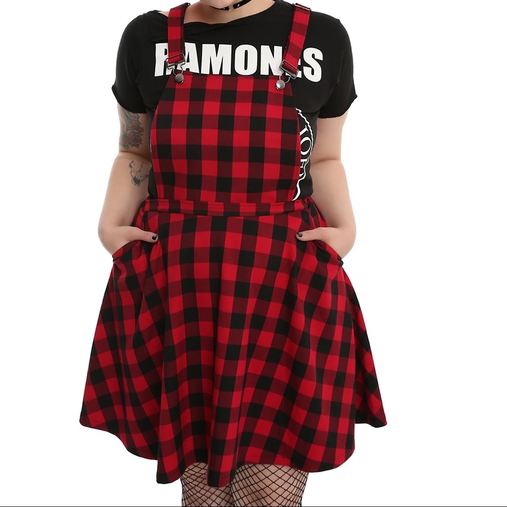 Hot Topic Plaid Overall Dress Plus Size
